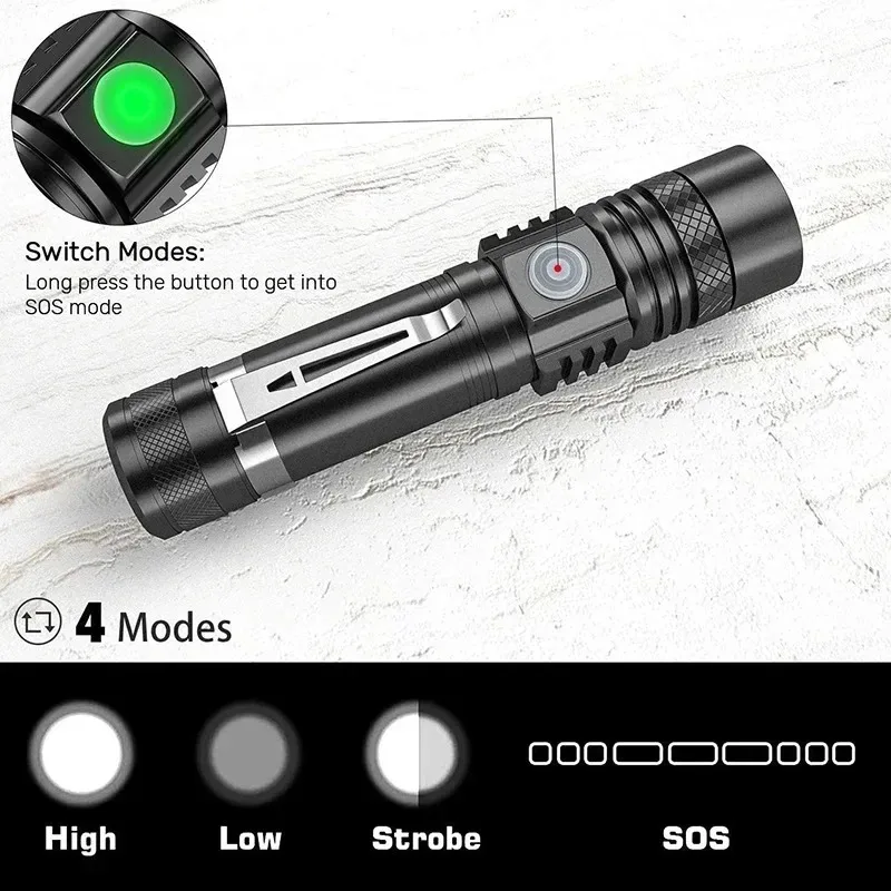 Rechargeable T6 Handheld Flash - Outdoor Lighting Black 评论和价格